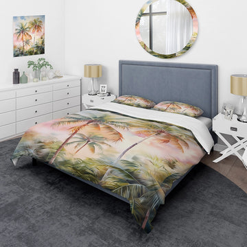 Palm Trees Romantic Sunset III - Duvet Cover Set